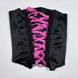 Vintage Luly K Corset Top Black Lace Up Y2K Punk Goth Baddie Costume Halloween